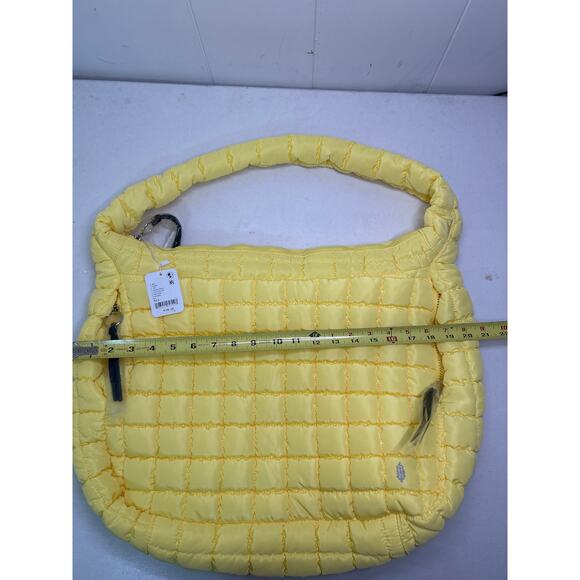 Free People Movement Quilted Carryall Tote Sour Citrus Shoulder Yellow Bag NWT - Picture 4 of 7